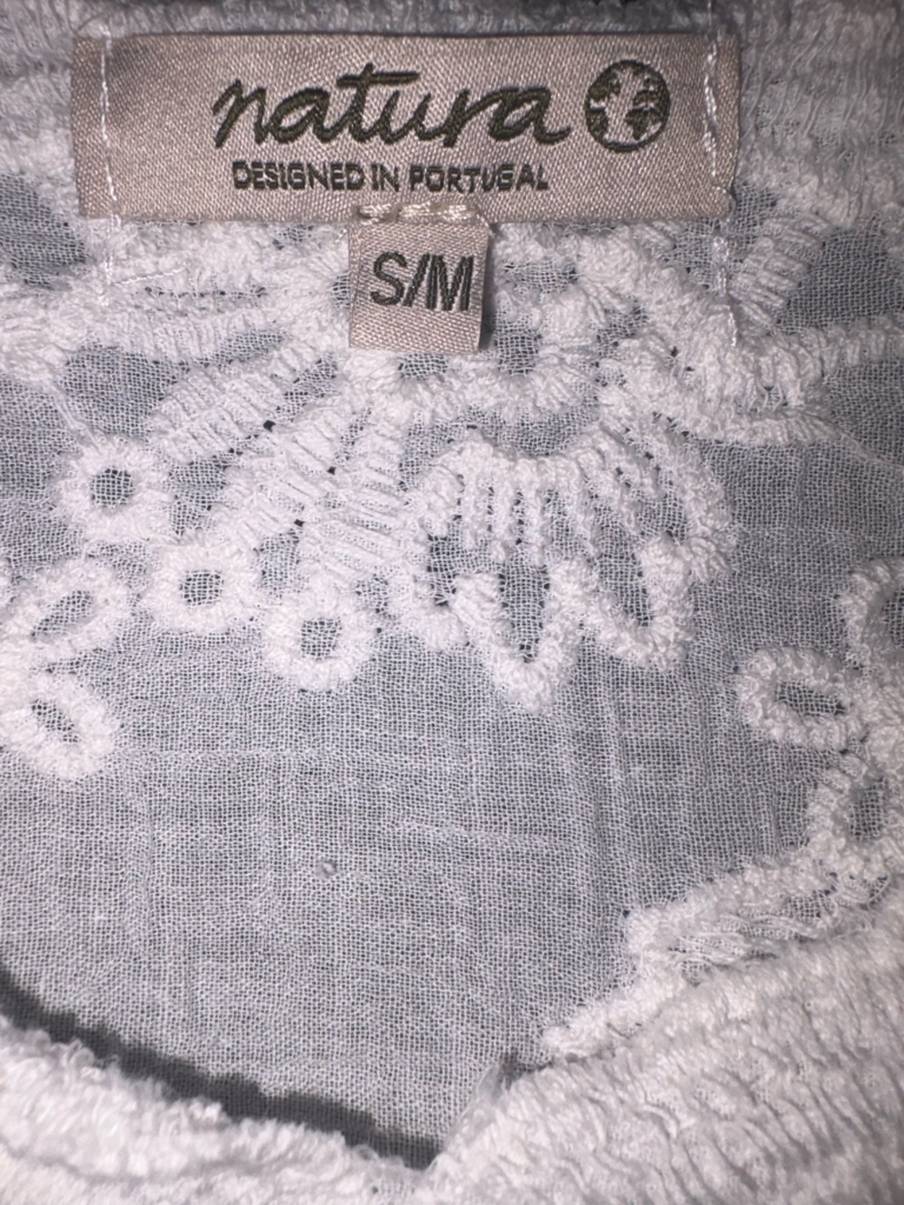 Natura White Lace Embroidered Cotton Top Boho Sheer Floral Size S/M - Picture 5 of 7
